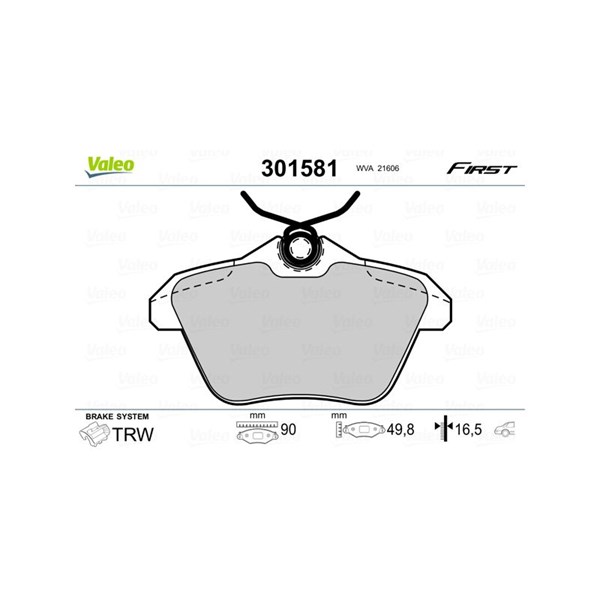 Bromsbeläggsats, Bakaxel, Framaxel Valeo 301581 VALEO