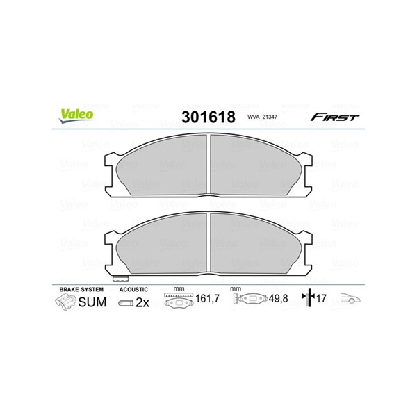 Bromsbeläggsats, Framaxel Valeo 301618 VALEO