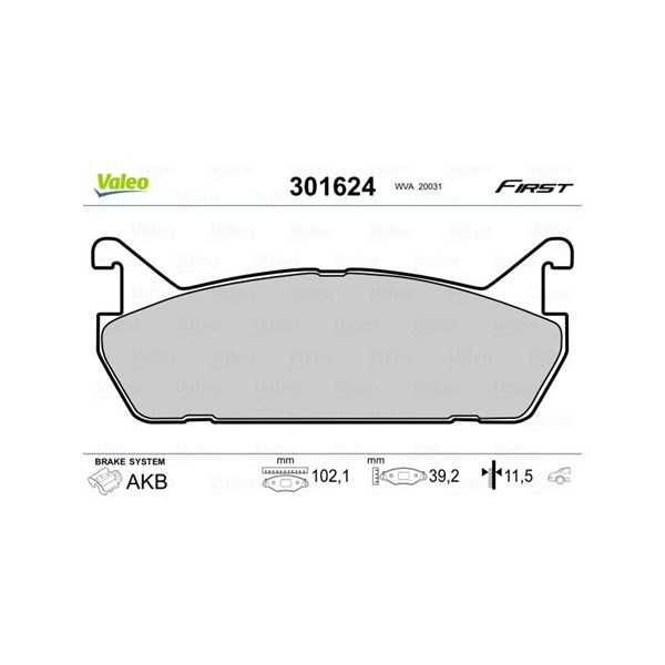 Bromsbeläggsats, Bakaxel Valeo 301624 VALEO
