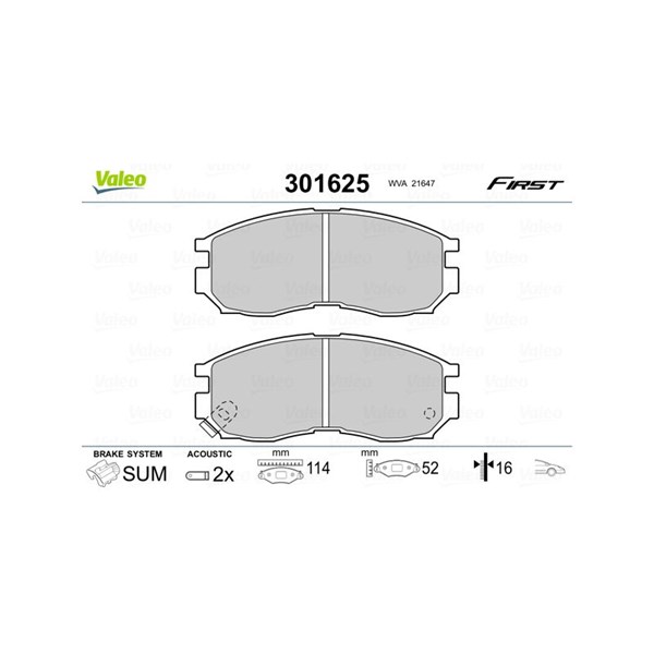 Bromsbeläggsats, Framaxel Valeo 301625 VALEO