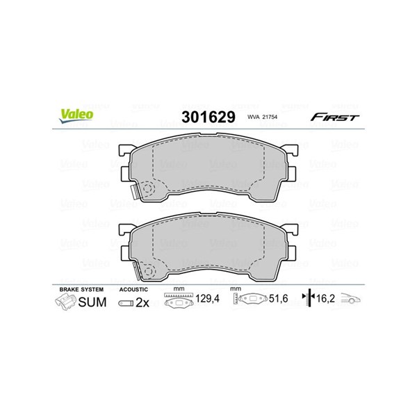 Bromsbeläggsats, Framaxel Valeo 301629 VALEO