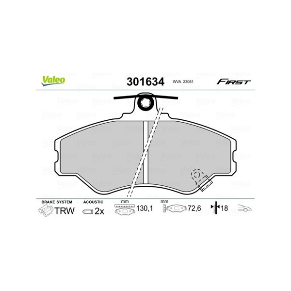 Bromsbeläggsats, Framaxel Valeo 301634 VALEO