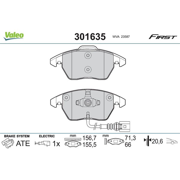 Bromsbeläggsats, Framaxel Valeo 301635 VALEO Bromsbeläggsats, Framaxel Valeo 301635 VALEO