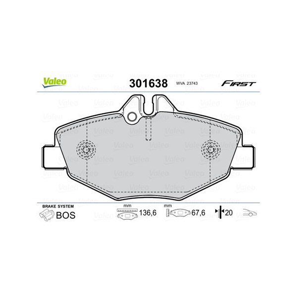 Bromsbeläggsats, Framaxel Valeo 301638 VALEO