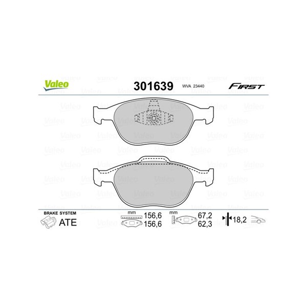 Bromsbeläggsats, Framaxel Valeo 301639 VALEO