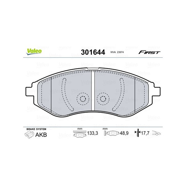 Bromsbeläggsats, Framaxel Valeo 301644 VALEO Bromsbeläggsats, Framaxel Valeo 301644 VALEO