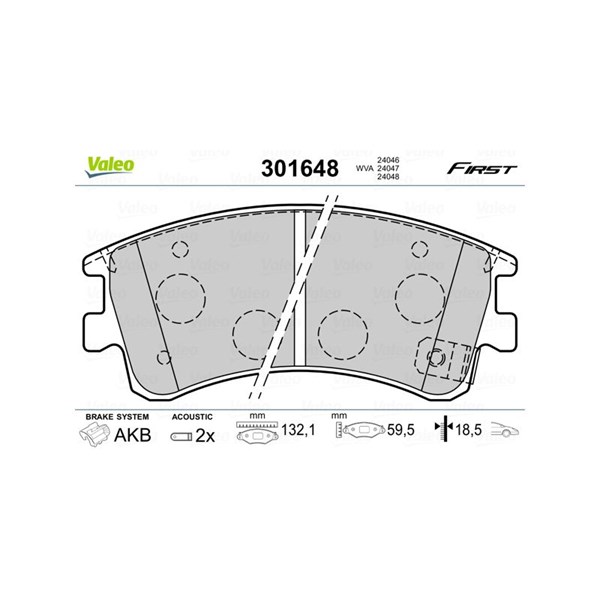 Bromsbeläggsats, Framaxel Valeo 301648 VALEO Bromsbeläggsats, Framaxel Valeo 301648 VALEO