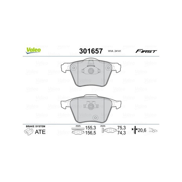 Bromsbeläggsats, Framaxel Valeo 301657 VALEO