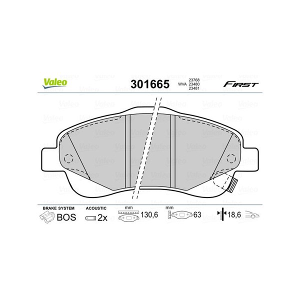 Bromsbeläggsats, Framaxel Valeo 301665 VALEO