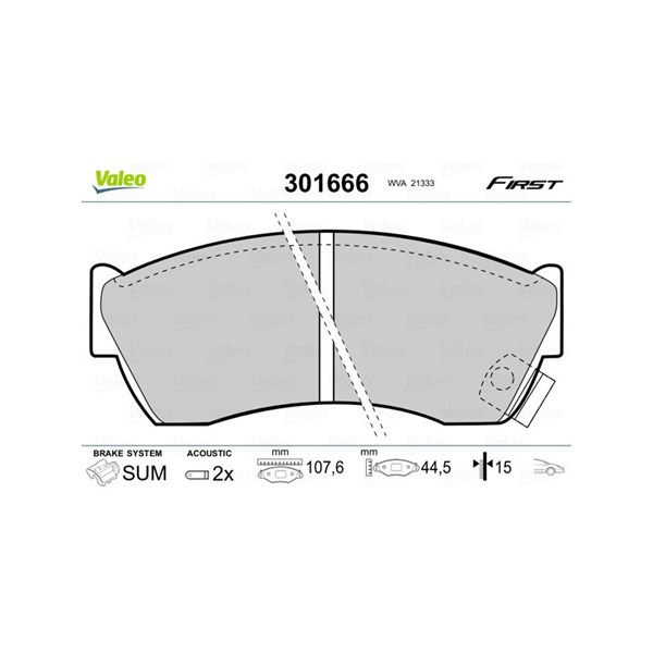 Bromsbeläggsats, Framaxel Valeo 301666 VALEO