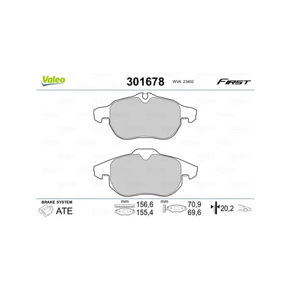 Bromsbeläggsats, Framaxel, Bakaxel Valeo 301678 VALEO