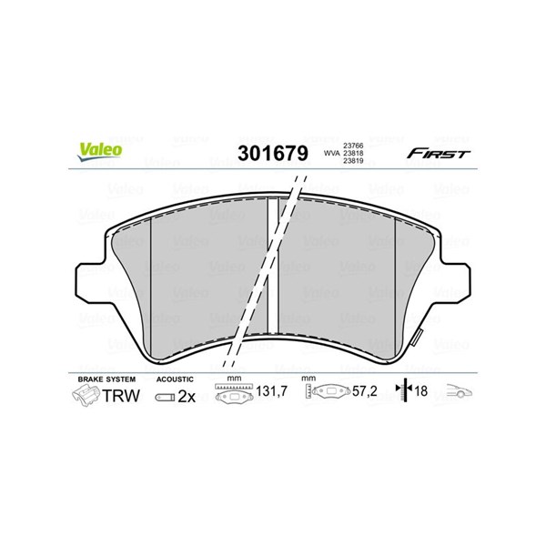 Bromsbeläggsats, Framaxel Valeo 301679 VALEO