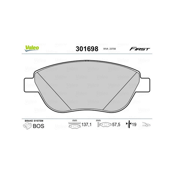 Bromsbeläggsats, Framaxel Valeo 301698 VALEO