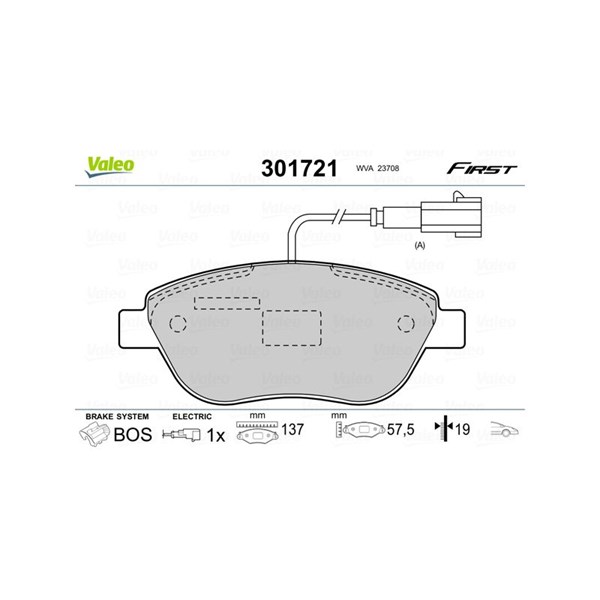 Bromsbeläggsats, Framaxel Valeo 301721 VALEO Bromsbeläggsats, Framaxel Valeo 301721 VALEO