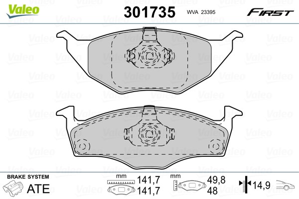 Bromsbeläggsats, Framaxel Valeo 301735 VALEO