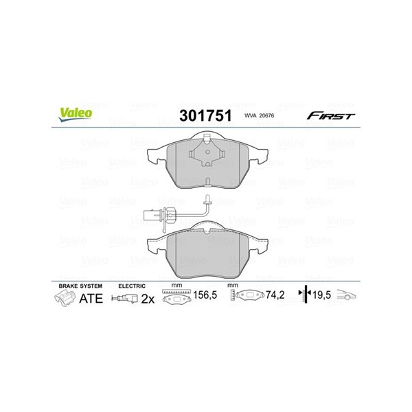 Bromsbeläggsats, Framaxel Valeo 301751 VALEO Bromsbeläggsats, Framaxel Valeo 301751 VALEO
