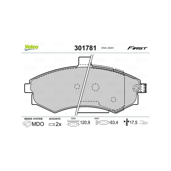 Bromsbeläggsats, Framaxel, Bakaxel Valeo 301781 VALEO Bromsbeläggsats, Framaxel, Bakaxel Valeo 301781 VALEO