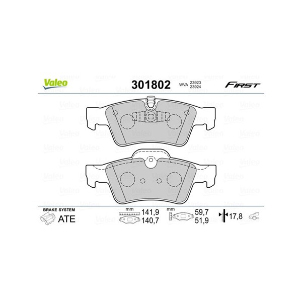 Bromsbeläggsats, Bakaxel Valeo 301802 VALEO Bromsbeläggsats, Bakaxel Valeo 301802 VALEO
