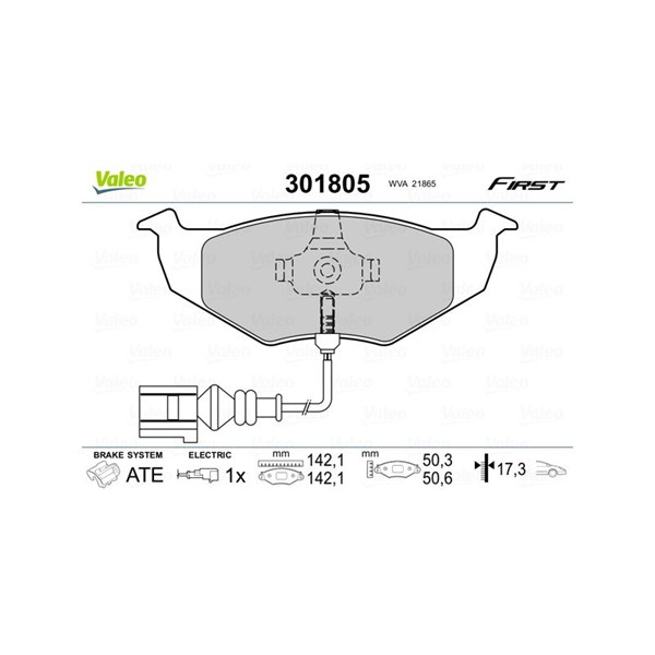 Bromsbeläggsats, Framaxel Valeo 301805 VALEO