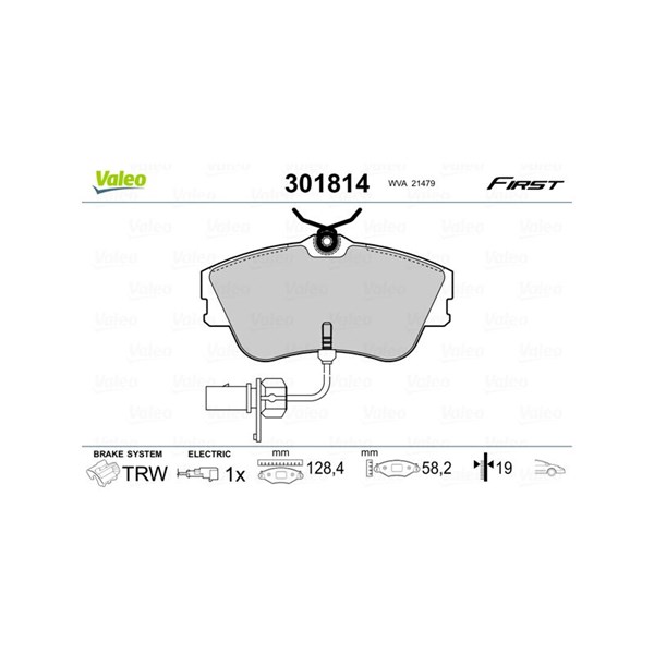 Bromsbeläggsats Solid, Framaxel Valeo 301814 VALEO