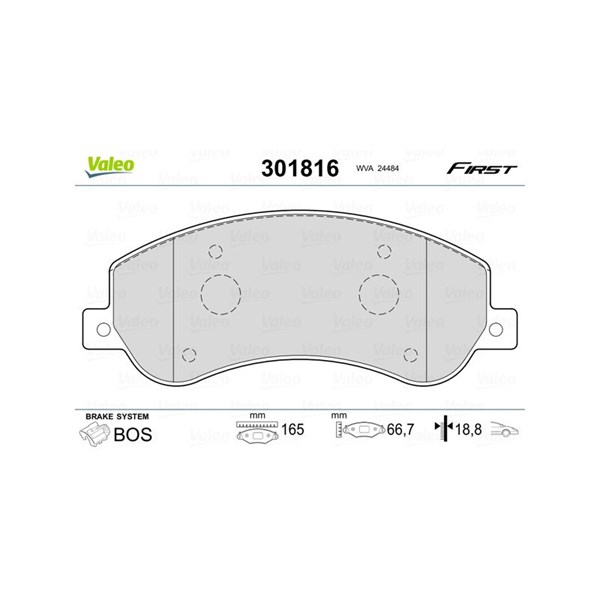 Bromsbeläggsats, Framaxel Valeo 301816 VALEO