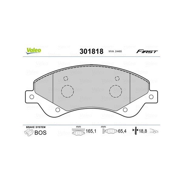 Bromsbeläggsats, Framaxel Valeo 301818 VALEO