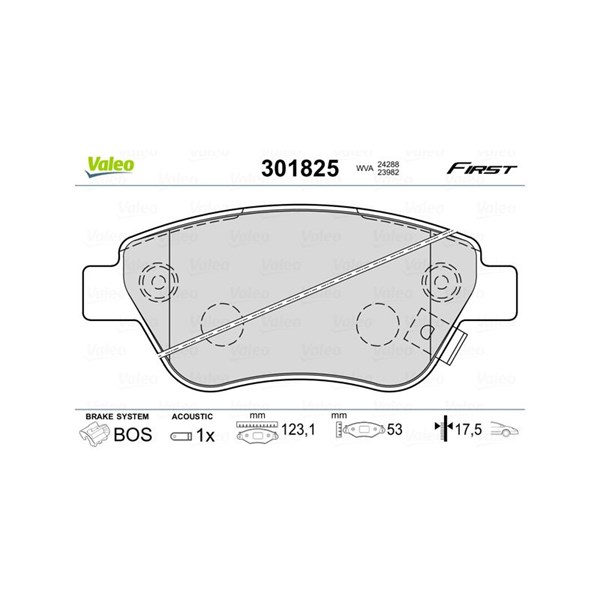 Bromsbeläggsats Solid, Framaxel, Bakaxel Valeo 301825 VALEO