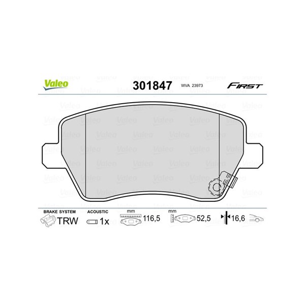 Bromsbeläggsats, Framaxel Valeo 301847 VALEO Bromsbeläggsats, Framaxel Valeo 301847 VALEO