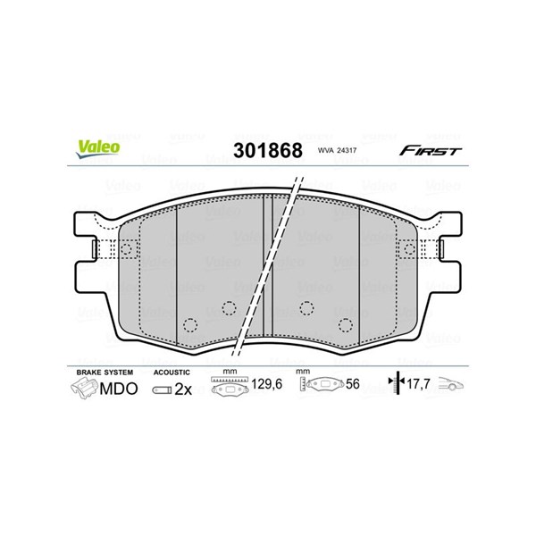 Bromsbeläggsats, Framaxel Valeo 301868 VALEO Bromsbeläggsats, Framaxel Valeo 301868 VALEO