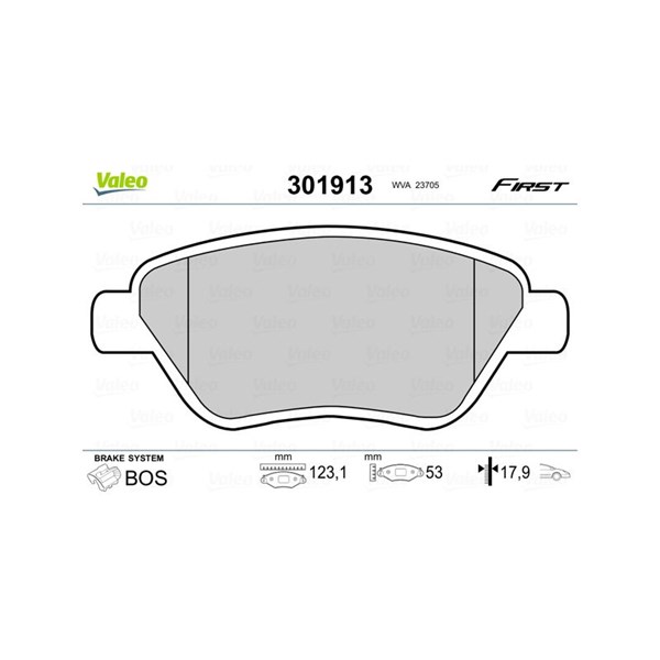 Bromsbeläggsats, Framaxel Valeo 301913 VALEO Bromsbeläggsats, Framaxel Valeo 301913 VALEO