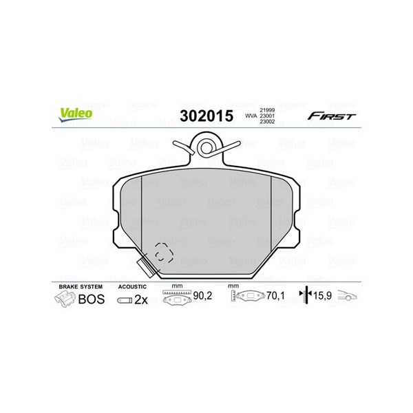 Bromsbeläggsats, Framaxel Valeo 302015 VALEO