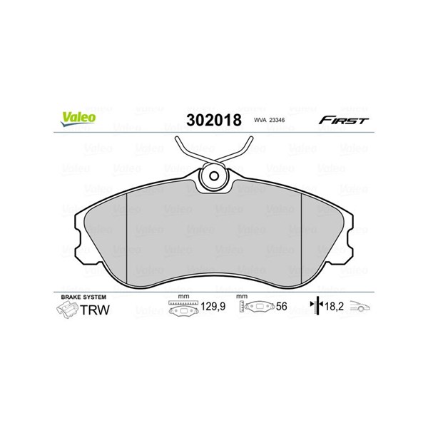 Bromsbeläggsats, Framaxel Valeo 302018 VALEO Bromsbeläggsats, Framaxel Valeo 302018 VALEO