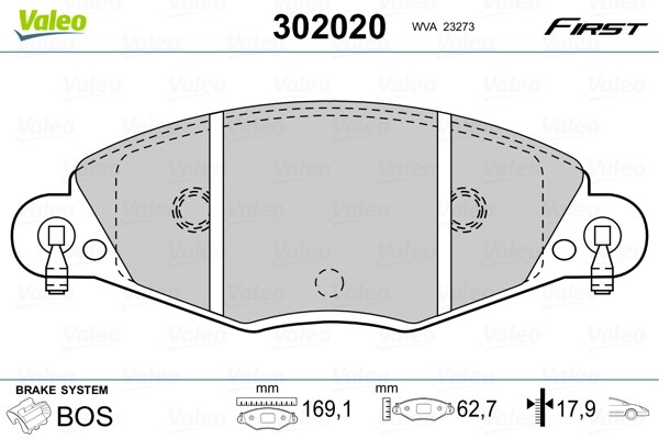 Bromsbeläggsats, Framaxel Valeo 302020 VALEO