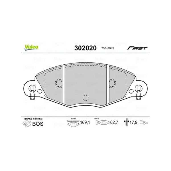 Bromsbeläggsats, Framaxel Valeo 302020 VALEO