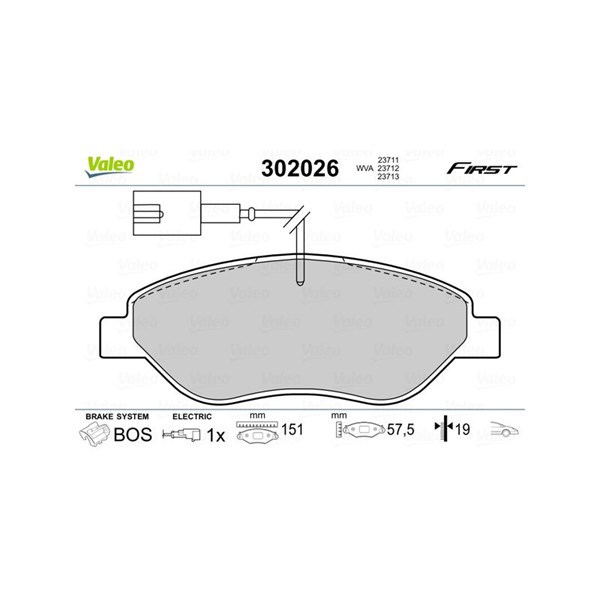 Bromsbeläggsats, Framaxel Valeo 302026 VALEO