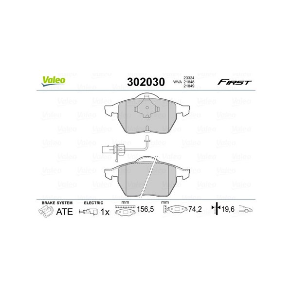 Bromsbeläggsats, Framaxel Valeo 302030 VALEO