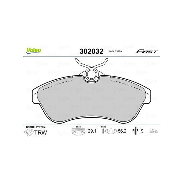 Bromsbeläggsats Ventilerad, Framaxel Valeo 302032 VALEO Bromsbeläggsats Ventilerad, Framaxel Valeo 302032 VALEO