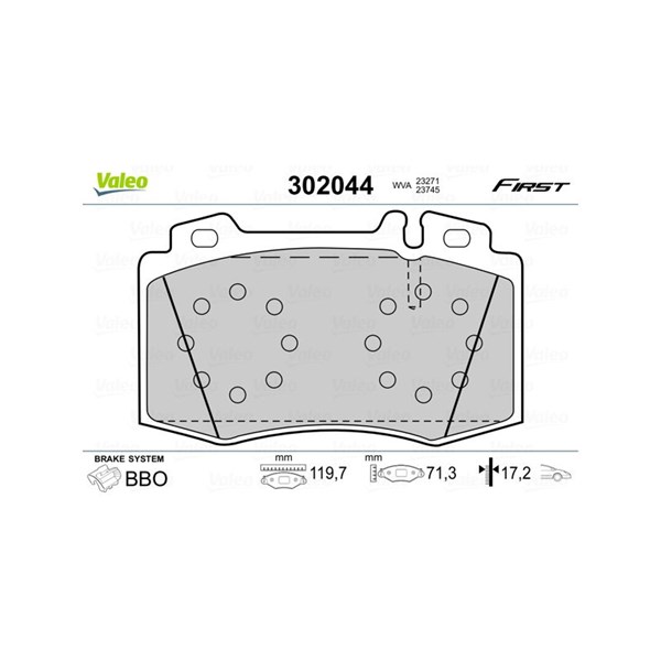Bromsbeläggsats, Framaxel Valeo 302044 VALEO