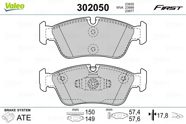 Bromsbeläggsats, Framaxel Valeo 302050 VALEO
