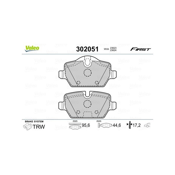 Bromsbeläggsats, Bakaxel Valeo 302051 VALEO Bromsbeläggsats, Bakaxel Valeo 302051 VALEO