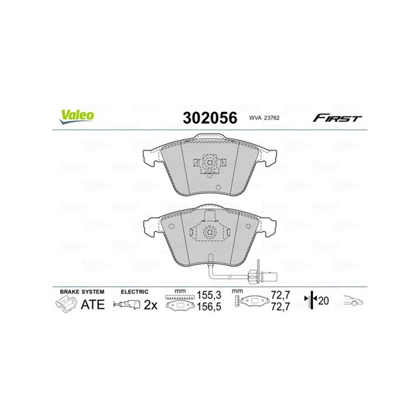 Bromsbeläggsats, Framaxel Valeo 302056 VALEO
