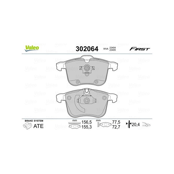 Bromsbeläggsats, Framaxel Valeo 302064 VALEO