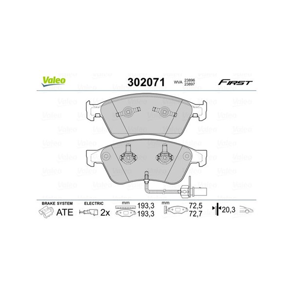 Bromsbeläggsats, Framaxel Valeo 302071 VALEO