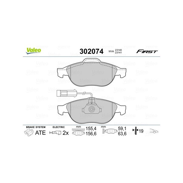 Bromsbeläggsats, Framaxel Valeo 302074 VALEO
