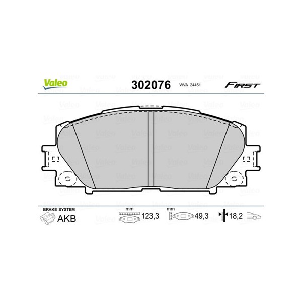 Bromsbeläggsats, Framaxel Valeo 302076 VALEO