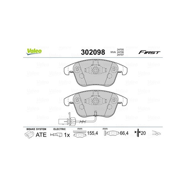 Bromsbeläggsats, Framaxel Valeo 302098 VALEO