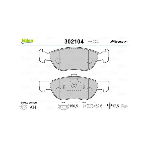 Bromsbeläggsats, Framaxel Valeo 302104 VALEO Bromsbeläggsats, Framaxel Valeo 302104 VALEO