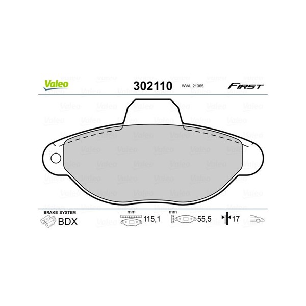 Bromsbeläggsats, Framaxel Valeo 302110 VALEO