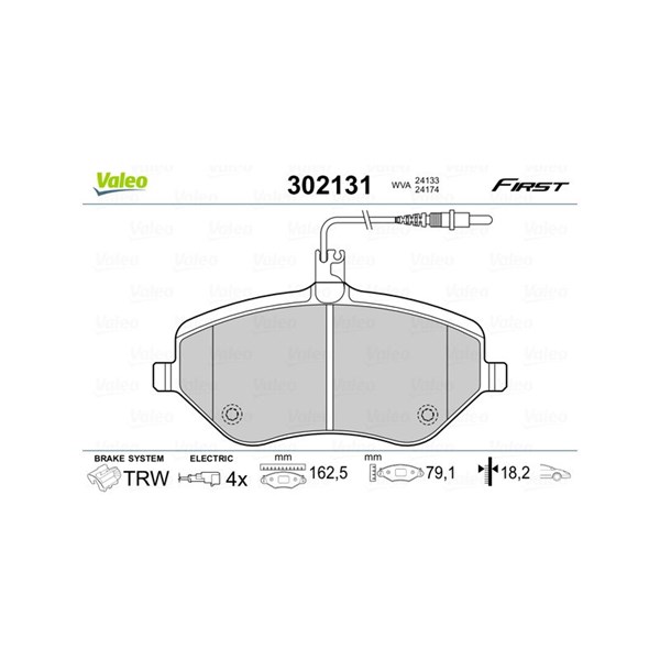 Bromsbeläggsats, Framaxel Valeo 302131 VALEO