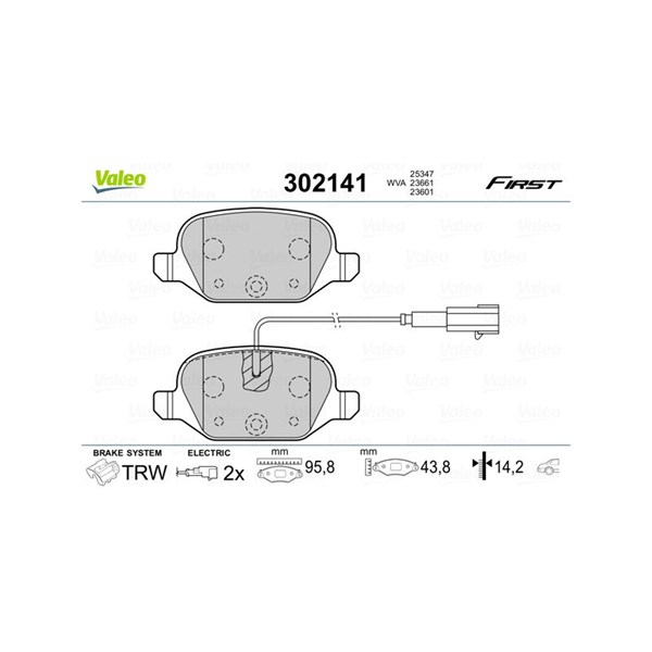 Bromsbeläggsats, Bakaxel Valeo 302141 VALEO
